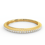 Front view of Celestial Charm lab grown diamond bangle in yellow gold.

