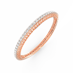 Angled perspective of the Celestial Charm bangle in rose gold, emphasizing the row of lab-grown diamonds.

