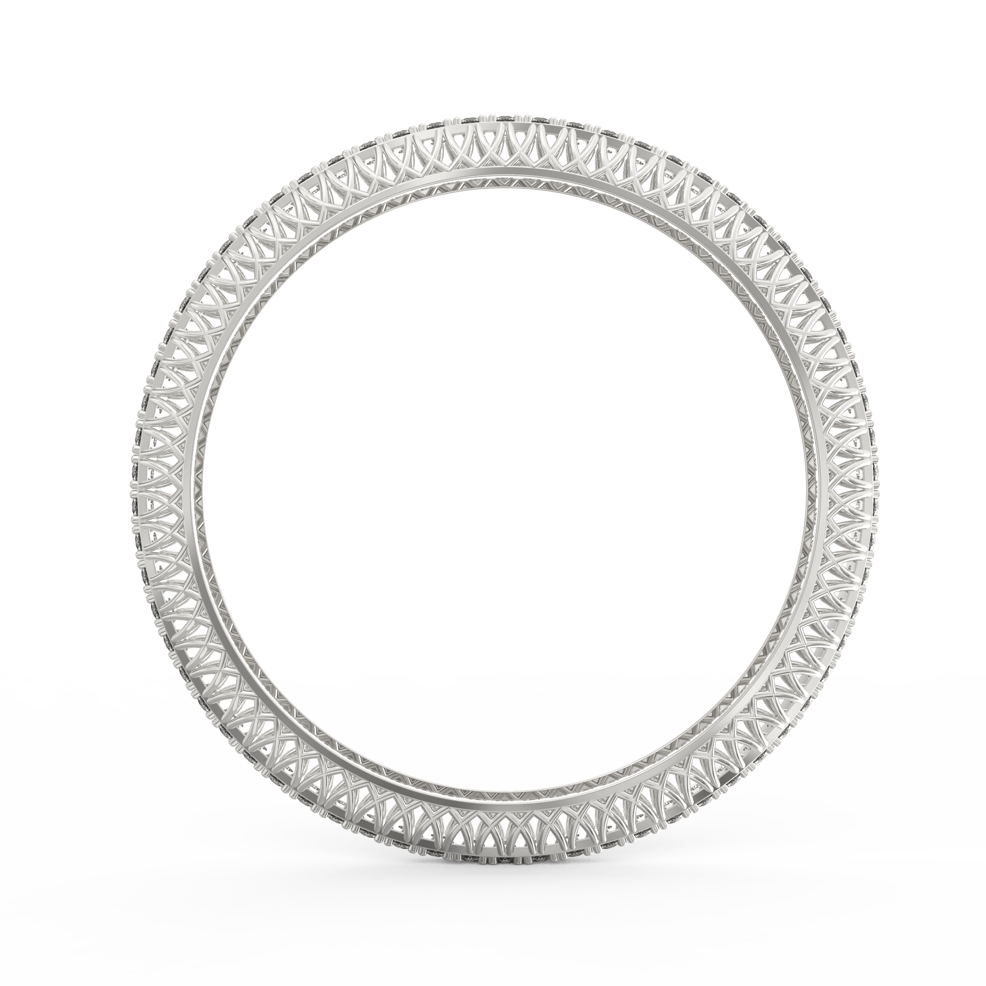 Side view showing elegant white gold finish and secure clasp.
