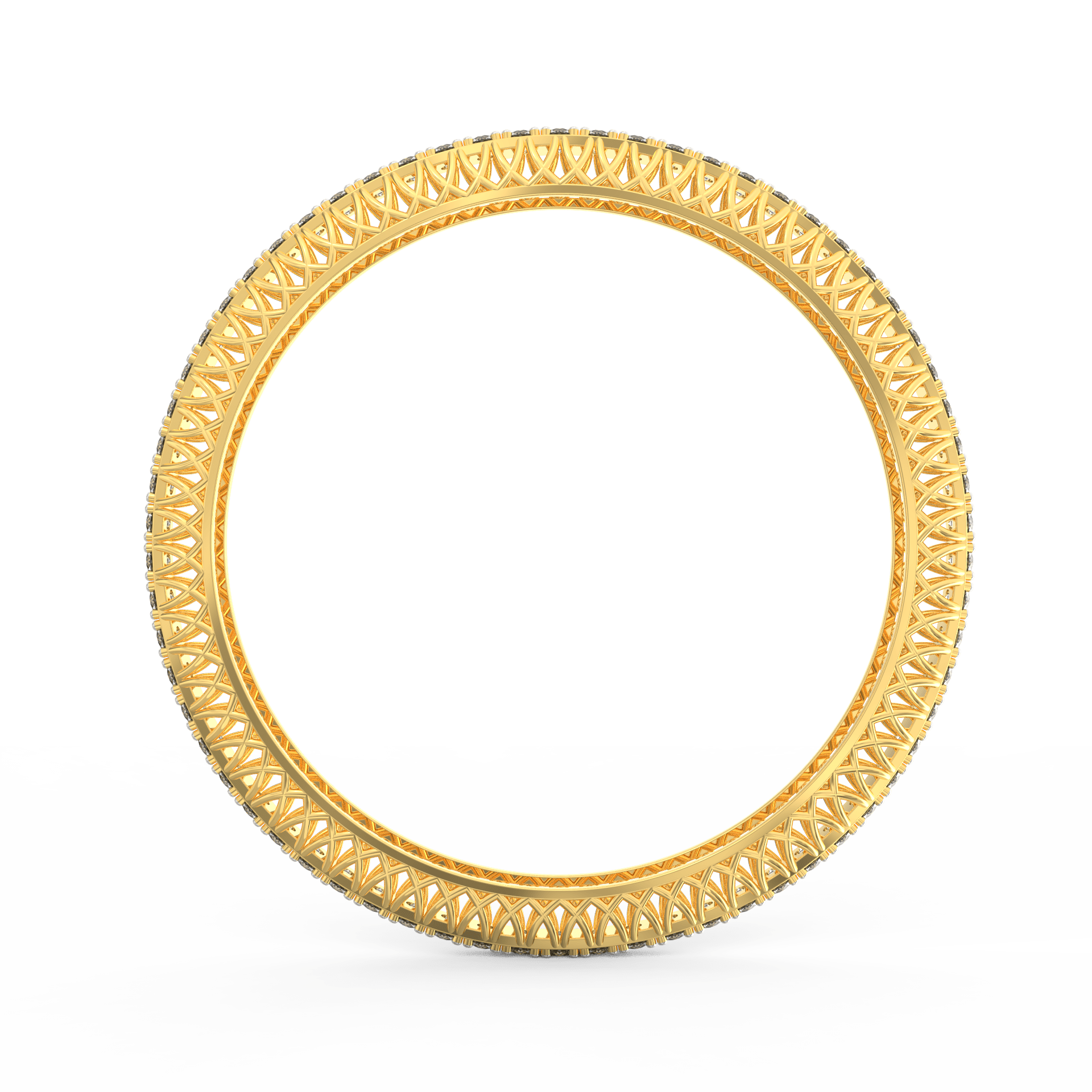 Side profile with smooth edges and perfectly set diamonds.
