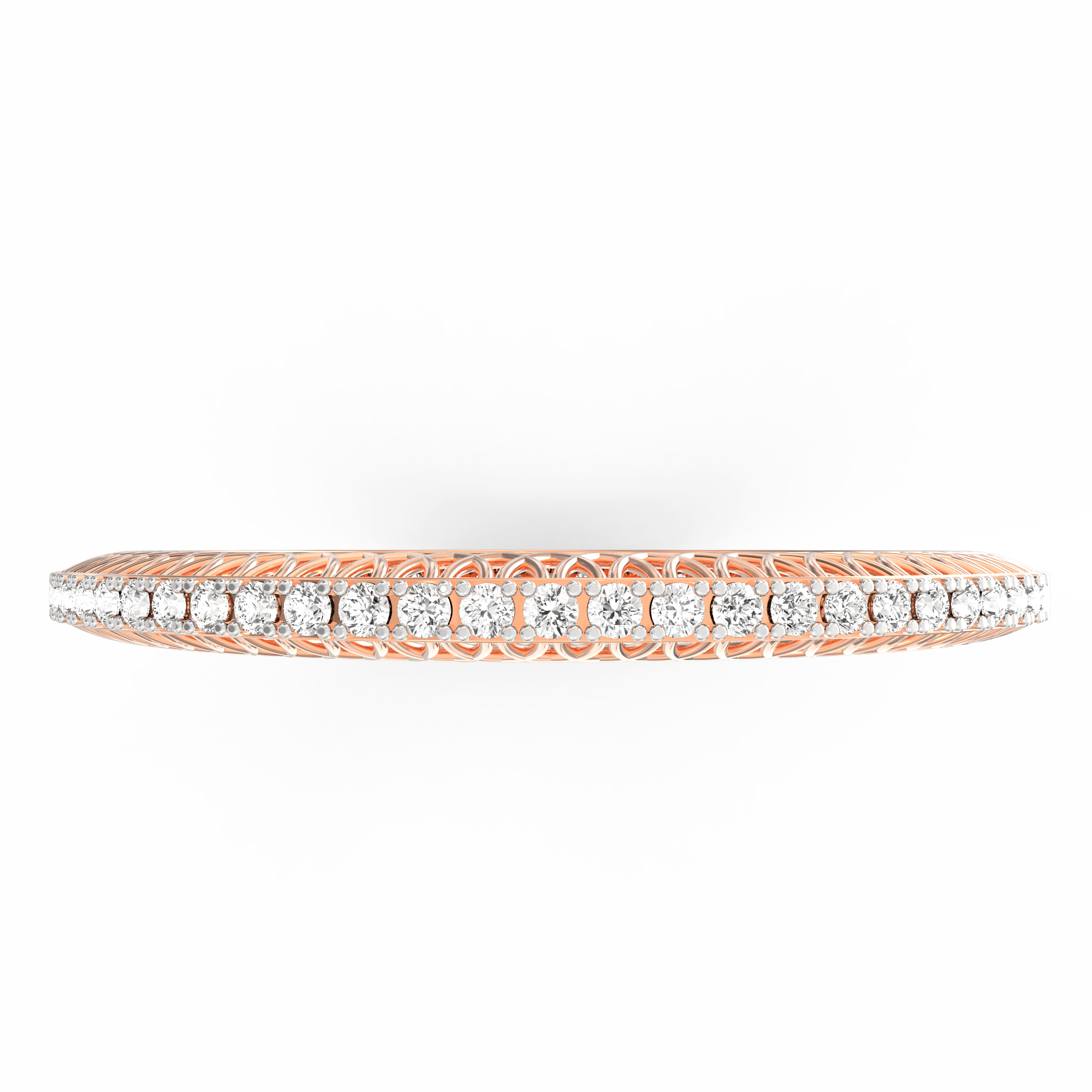 Top view of Celestial Charm bangle highlighting diamond alignment.

