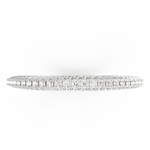 Overhead shot of diamond placement on white gold band.

