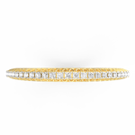 Top view highlighting precise diamond placement on yellow gold.

