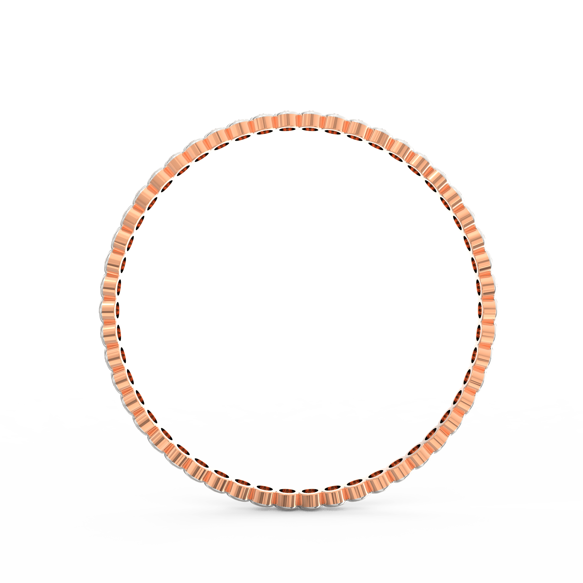 Side view highlighting slim design and seamless diamond setting.
