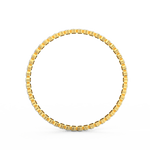 Sleek yellow gold band with a close-up of diamond details.

