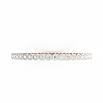 Overhead view of the diamond-studded bangle in rose gold finish.

