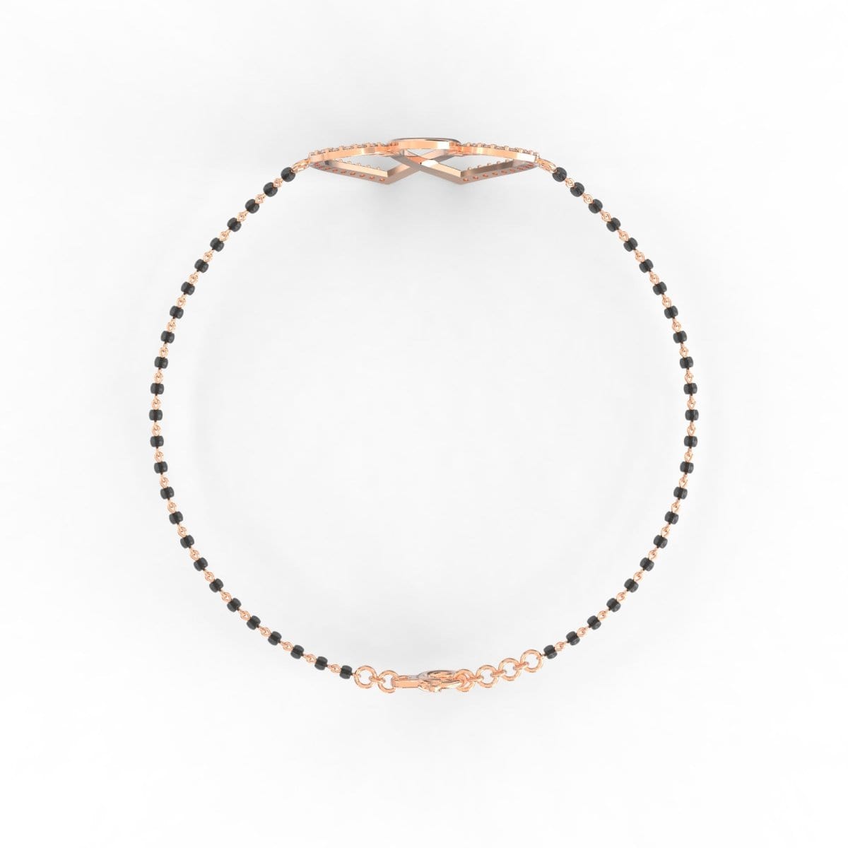Seen from the side, this rose gold bangle shows off its sleek contours.
