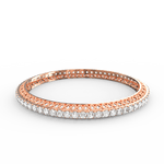 Front view of the Radiant Allure lab grown diamond bangle in rose gold, showcasing its sleek design and brilliant-cut diamonds