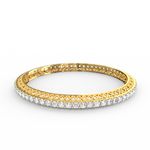 Front view of the Radiant Allure lab grown diamond bangle in yellow gold, showcasing its sleek design and brilliant-cut diamonds