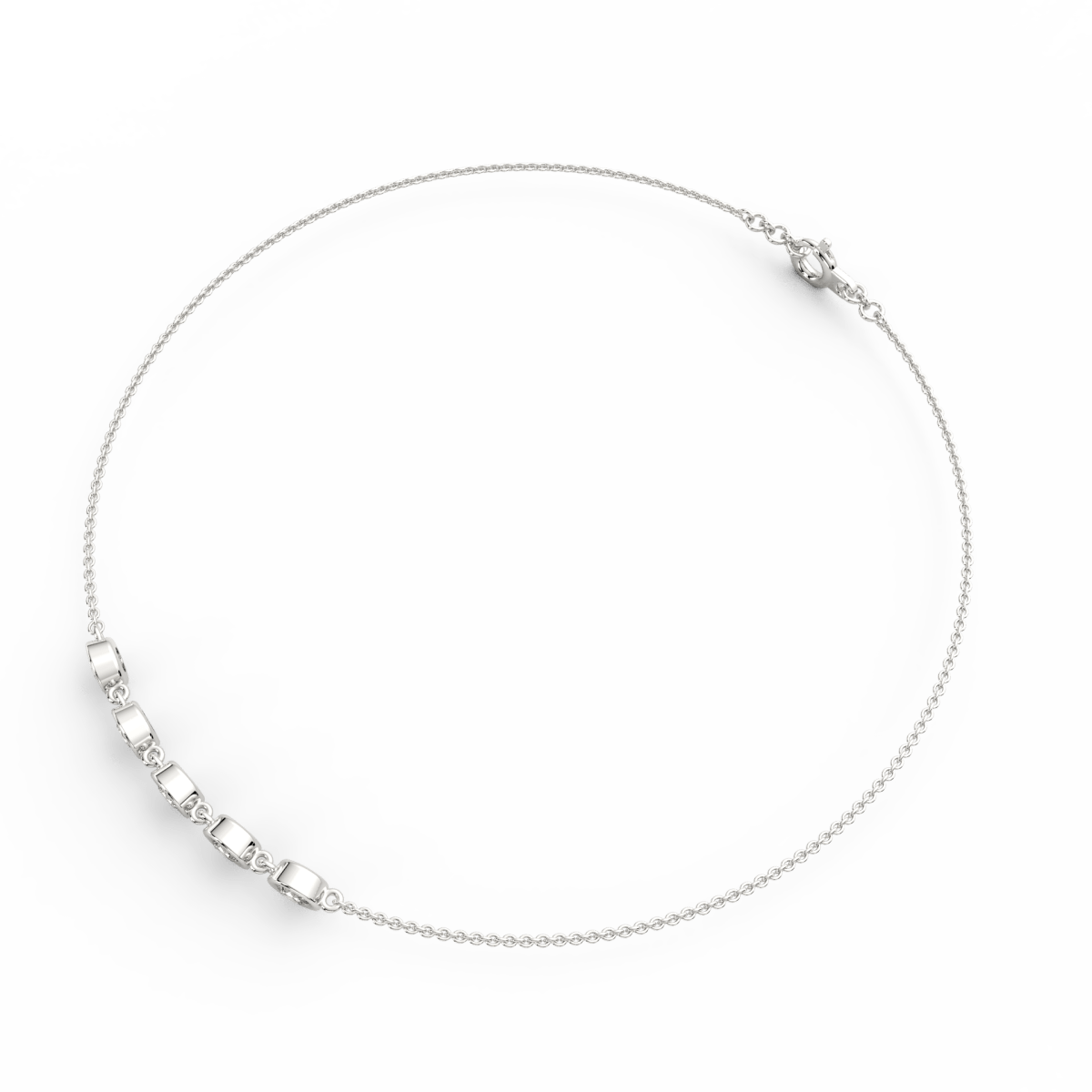 Rear clasp view of the Elegant Radiance bracelet in white gold with clean detailing.
