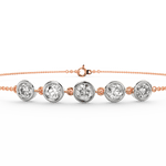 Top view capturing elegant chain links and subtle sparkle in rose gold.

