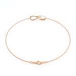 Rear clasp detail of the infinity bracelet in rose gold with a fine handcrafted finish.
