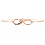 Front view of the Eternal Radiance infinity bracelet in rose gold with delicate lab grown diamonds.
