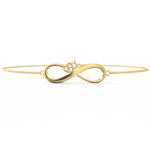 Eternal Radiance bracelet in yellow gold with infinity design and sparkling lab grown diamonds in front.
