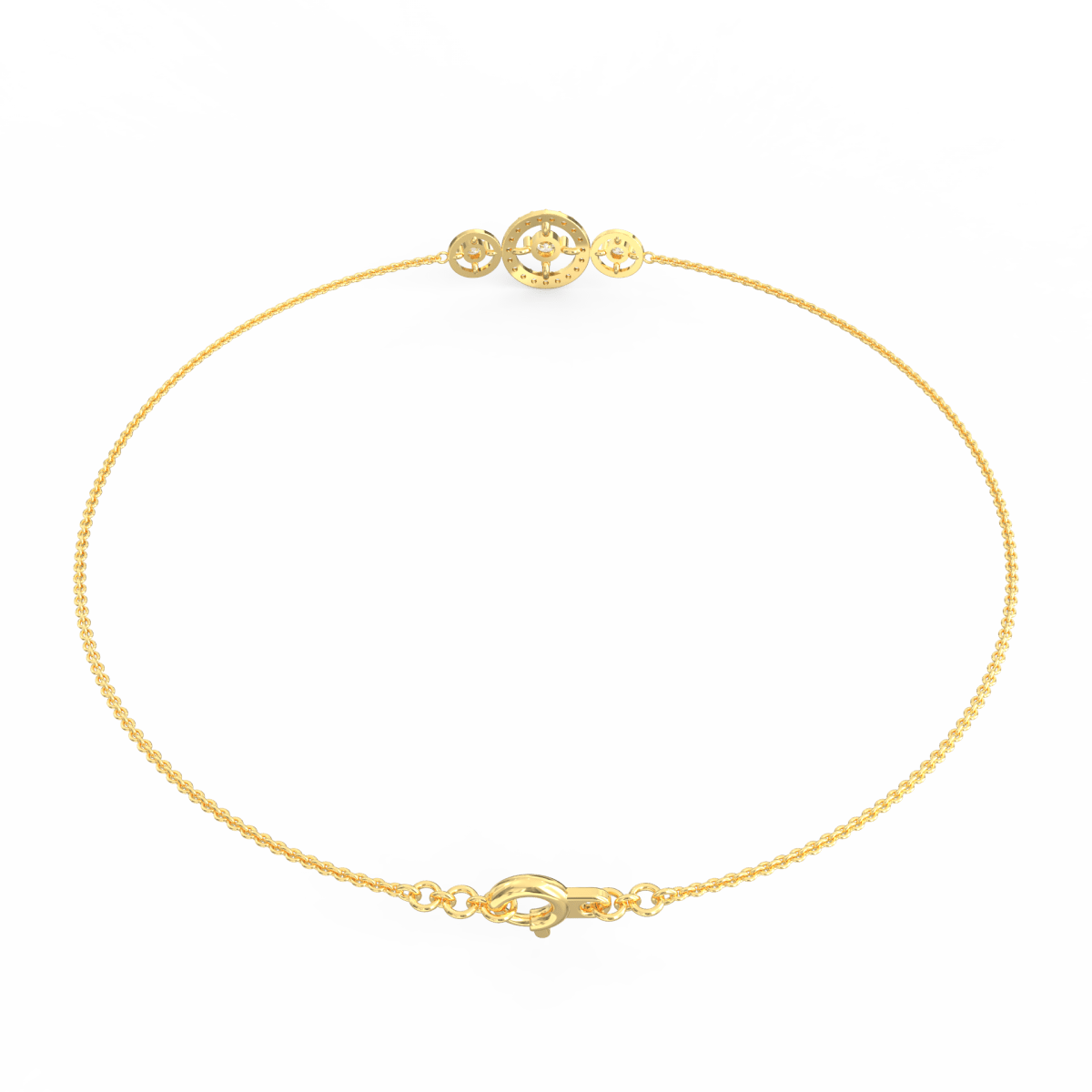 Back clasp and finishing details of the bracelet in polished yellow gold.
