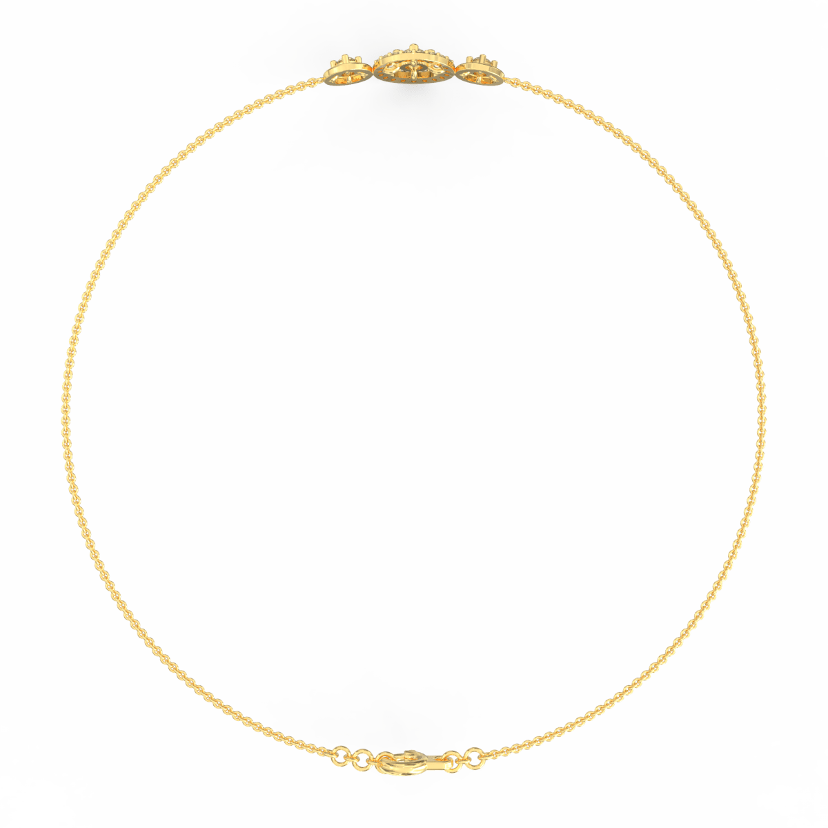 Side profile featuring fine gold detailing and comfortable fit with ethical stones.
