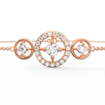 Top view showcasing delicate chain design with tiny lab grown diamonds in rose gold.


