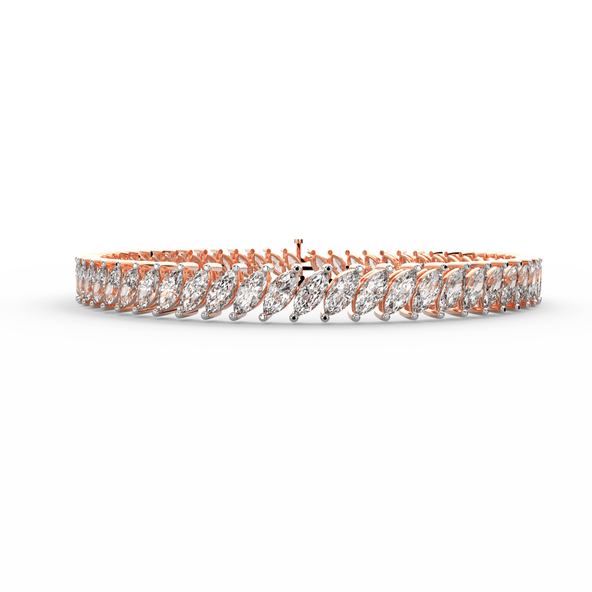 Lab Grown Diamond Bracelet in Gold – Majestic Sparkle Marquise Design Rose Gold 18KT INCH