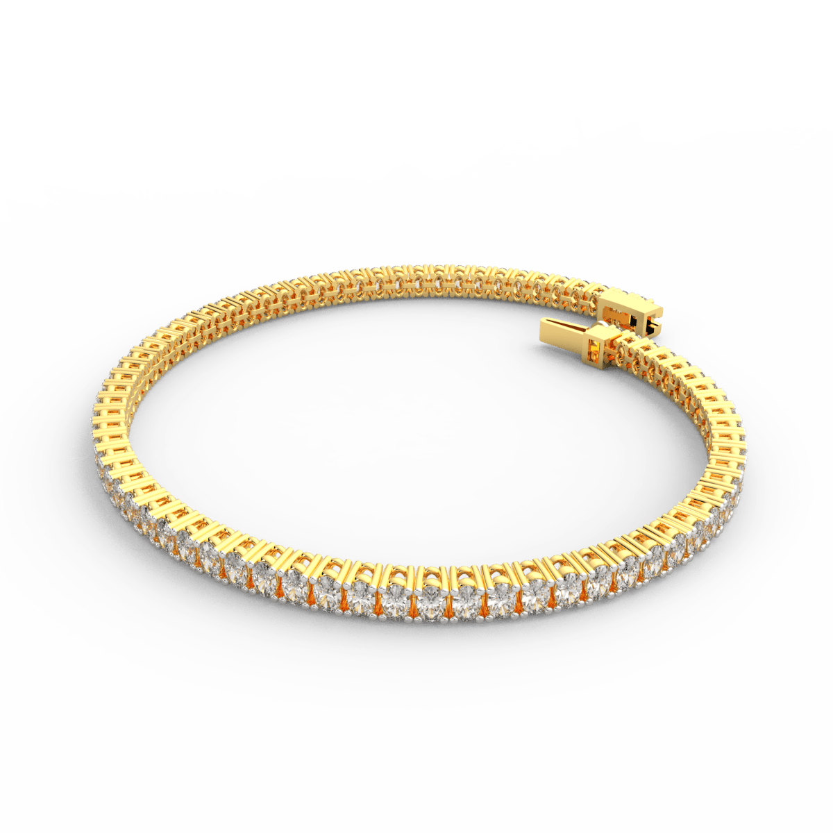 Rear view showing the clasp and elegant finishing of handcrafted yellow gold bracelet.
