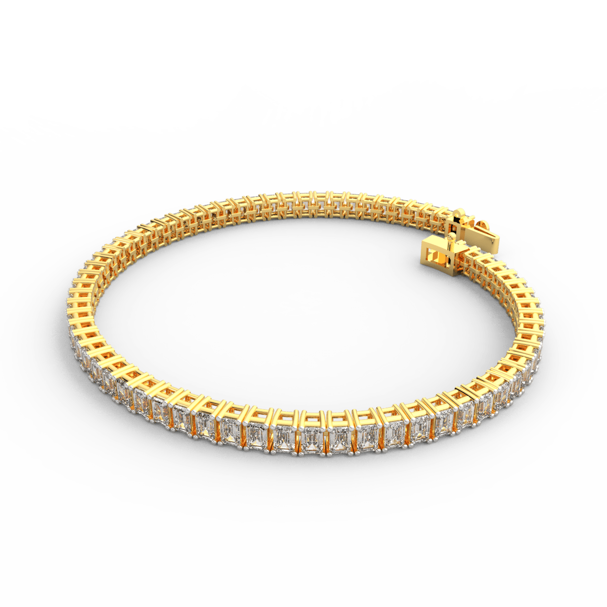Rear image with secure yellow gold clasp and fine finish of the handcrafted bracelet.
