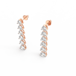 Close-up of the conflict-free diamond accents on this rose gold gold earring, perspective perspective.

